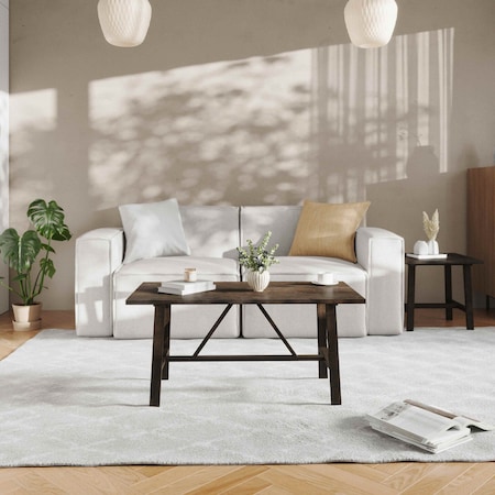 Flash Furniture Eli Solid Wood Farmhouse Coffee Table, Trestle Style Accent Table in Dark Gray LFS-2013-DKGRY-GG